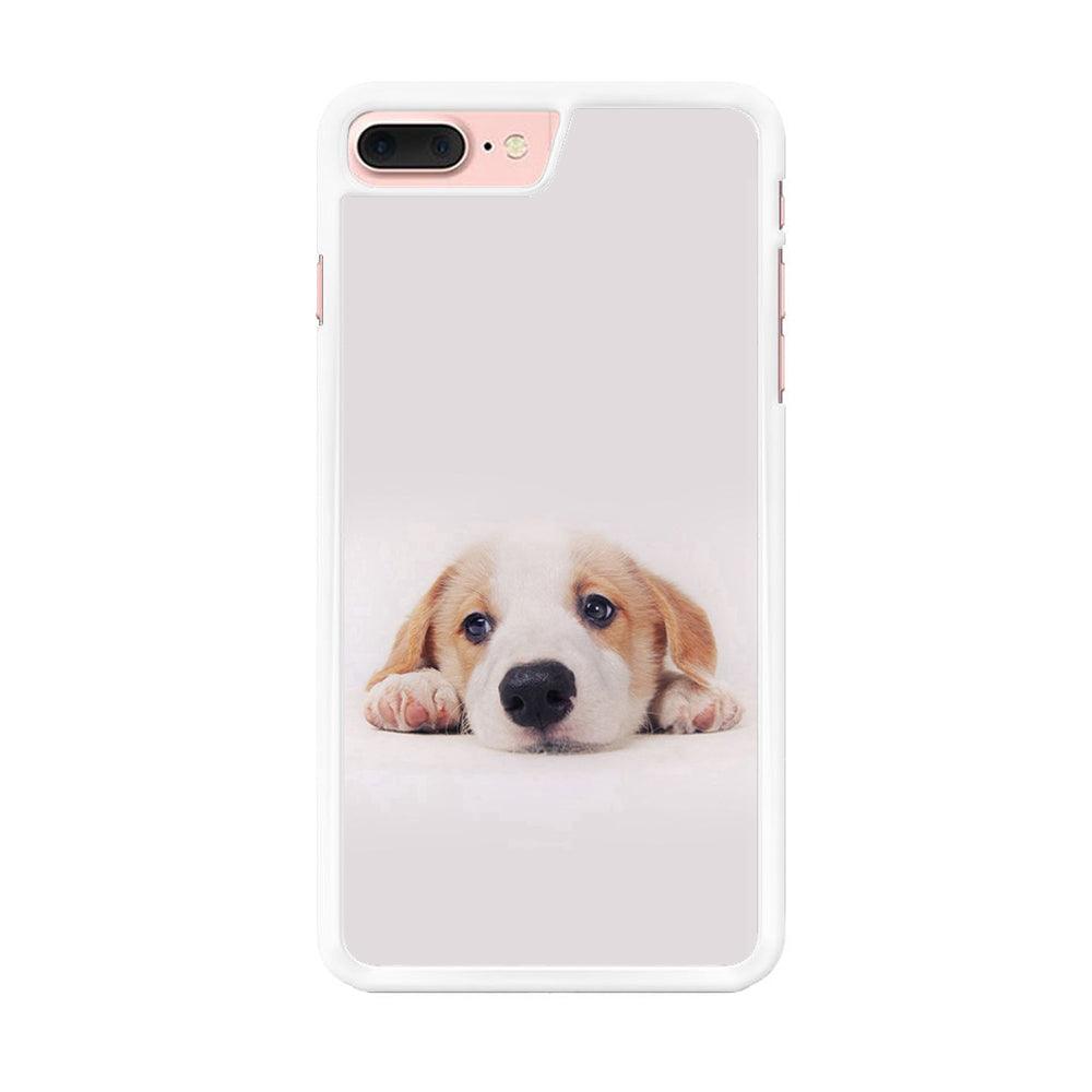 Cute Face Dog 002 iPhone 7 Plus Case-Rubber / White (2D Case)-Xtracase
