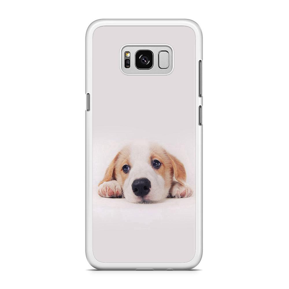 Cute Face Dog 002 Samsung Galaxy S8 Case-Rubber / White (2D Case)-Xtracase