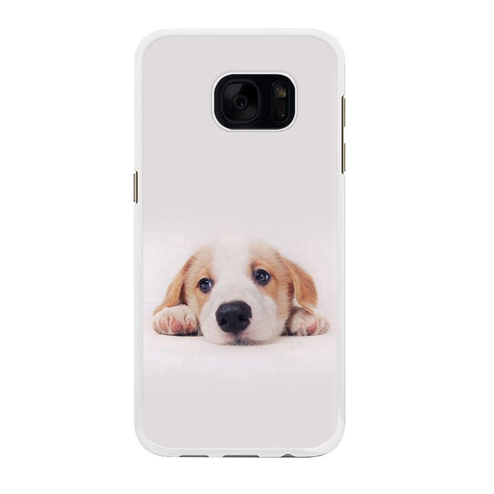 Cute Face Dog 002 Samsung Galaxy S7 Edge Case-Rubber / White (2D Case)-Xtracase