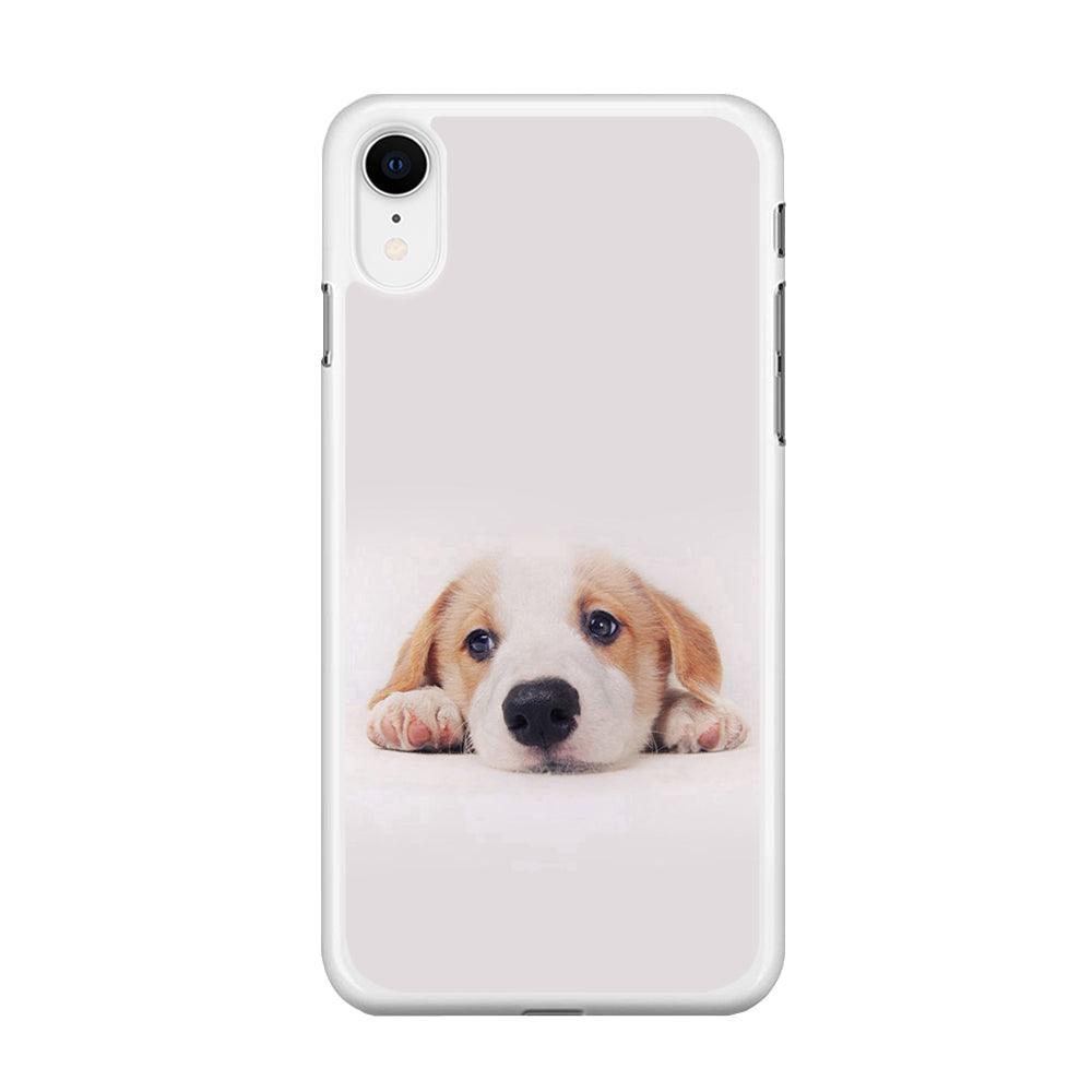 Cute Face Dog 002 iPhone XR Case-Rubber / White (2D Case)-Xtracase
