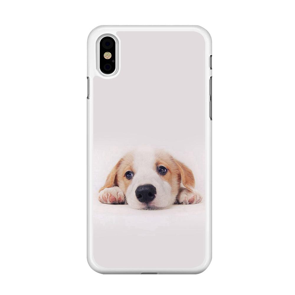 Cute Face Dog 002 iPhone Xs Max Case-Rubber / White (2D Case)-Xtracase