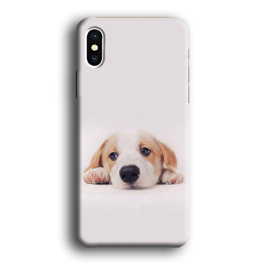 Cute Face Dog 002 iPhone Xs Case-Plastic / Full Wrap (3D Case)-Xtracase