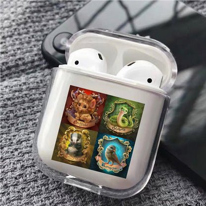 Cute Four Emblem Harry Potter Hard Plastic Protective Clear Case Cover For Apple Airpods