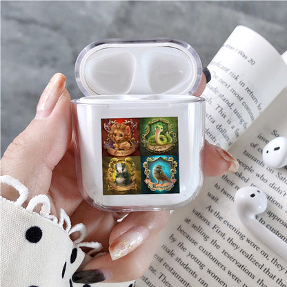 Cute Four Emblem Harry Potter Hard Plastic Protective Clear Case Cover For Apple Airpods