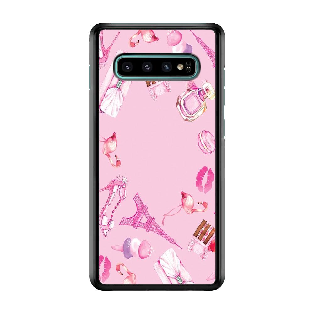 Cute Girly Pink Doodle Samsung Galaxy S10 Case-Plastic / Full Wrap (3D Case)-Xtracase