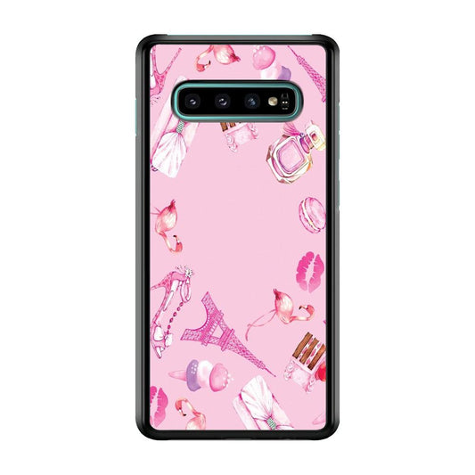 Cute Girly Pink Doodle Samsung Galaxy S10 Case-Plastic / Full Wrap (3D Case)-Xtracase