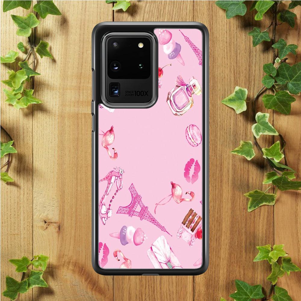 Cute Girly Pink Doodle Samsung Galaxy S20 Ultra Case-Plastic / Full Wrap (3D Case)-Xtracase