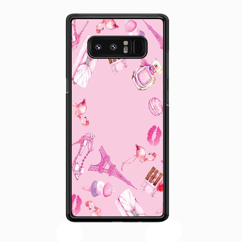 Cute Girly Pink Doodle Samsung Galaxy Note 8 Case-Plastic / Full Wrap (3D Case)-Xtracase