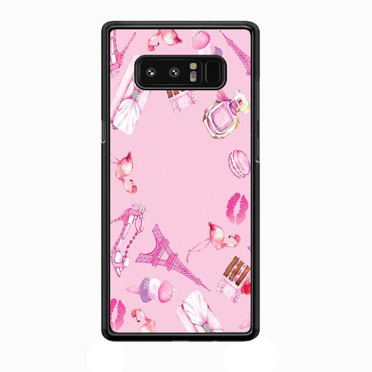 Cute Girly Pink Doodle Samsung Galaxy Note 8 Case-Plastic / Full Wrap (3D Case)-Xtracase