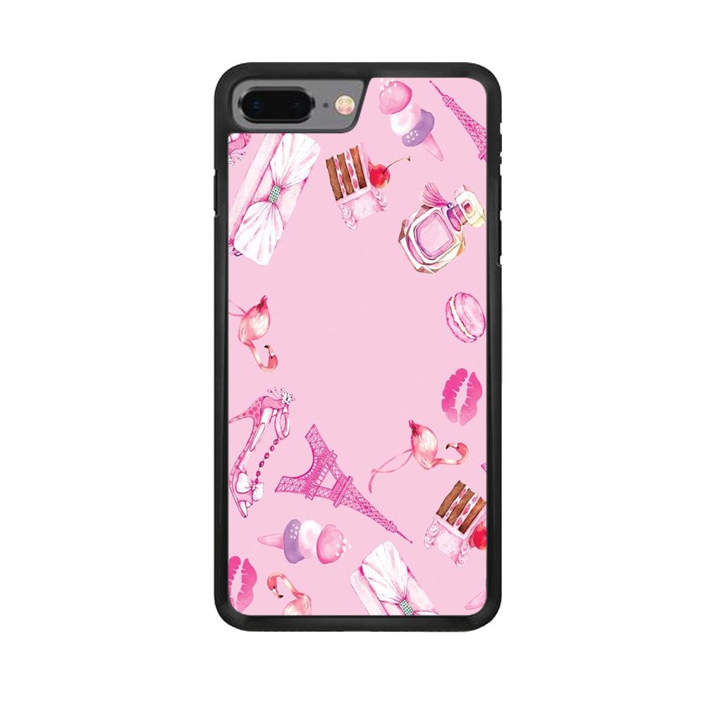 Cute Girly Pink Doodle iPhone 7 Plus Case-Rubber / Black (2D Case)-Xtracase