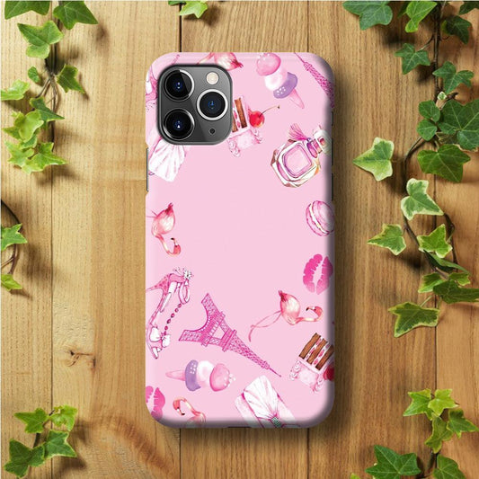 Cute Girly Pink Doodle iPhone 11 Pro Case-Plastic / Full Wrap (3D Case)-Xtracase