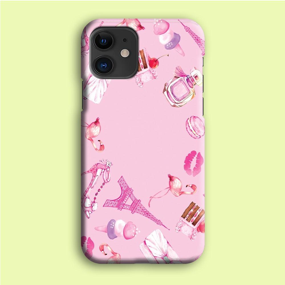 Cute Girly Pink Doodle iPhone 12 Mini Case-Plastic / Full Wrap (3D Case)-Xtracase