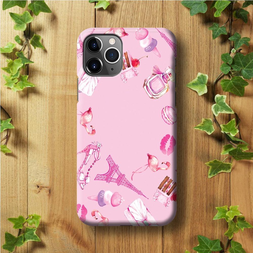 Cute Girly Pink Doodle iPhone 11 Pro Max Case-Plastic / Full Wrap (3D Case)-Xtracase
