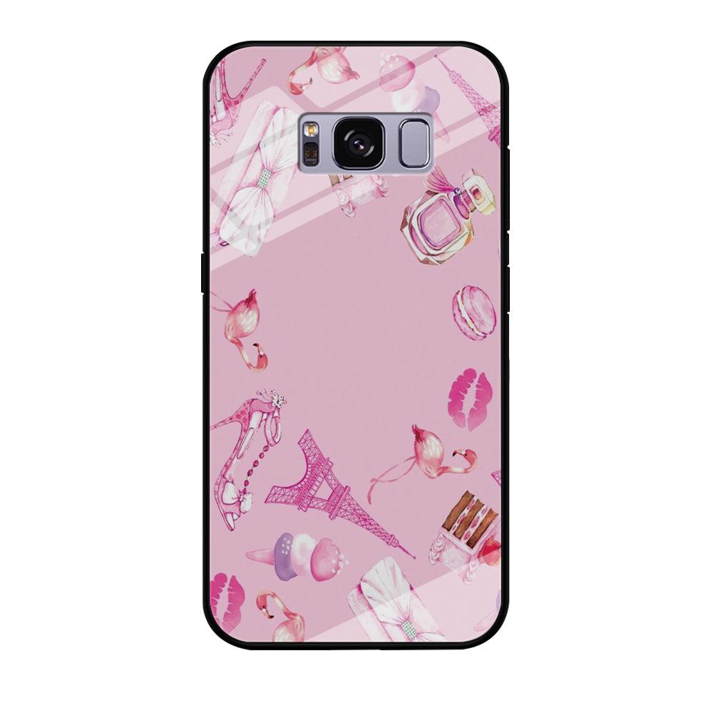 Cute Girly Pink Doodle Samsung Galaxy S8 Case-Tempered Glass Case-Xtracase