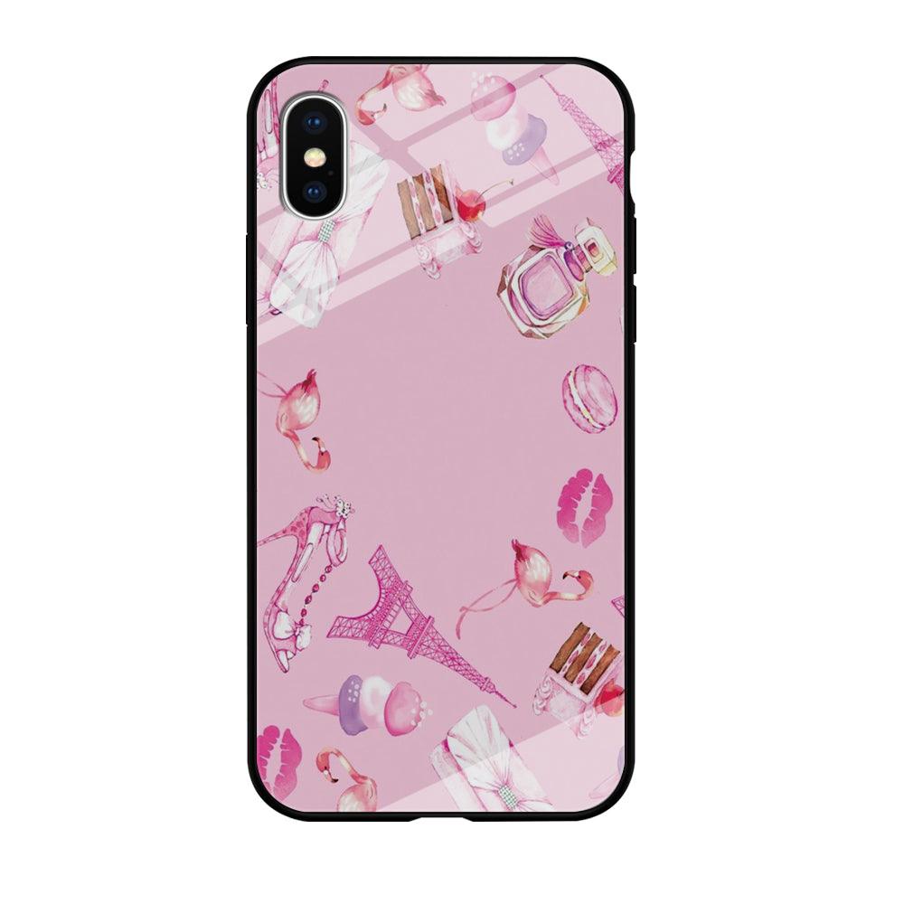 Cute Girly Pink Doodle iPhone X 3D Case-Tempered Glass Case-Xtracase