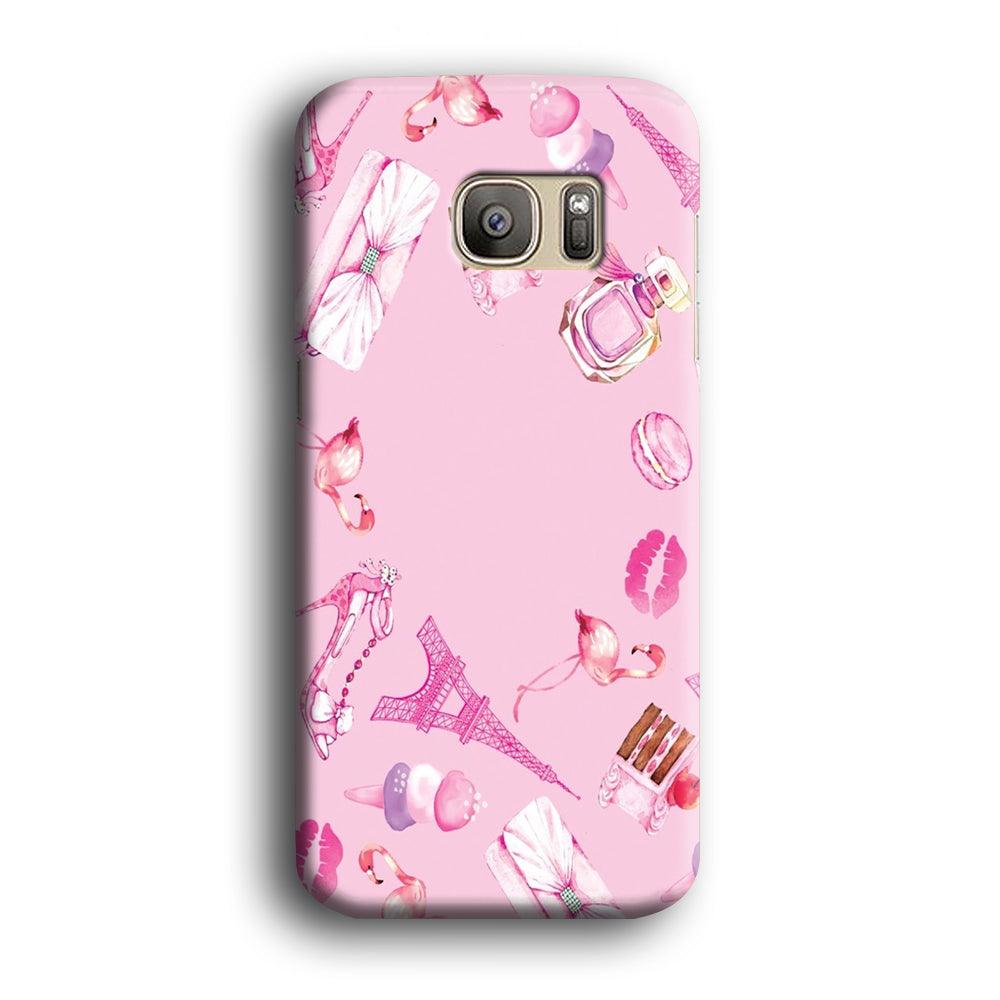 Cute Girly Pink Doodle Samsung Galaxy S7 Edge Case-Plastic / Full Wrap (3D Case)-Xtracase