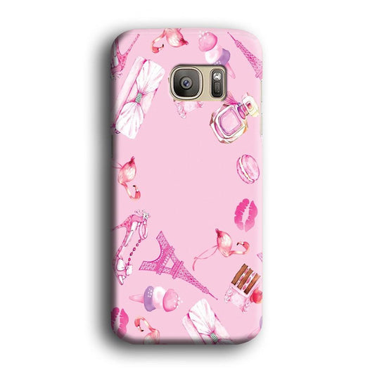 Cute Girly Pink Doodle Samsung Galaxy S7 Edge Case-Plastic / Full Wrap (3D Case)-Xtracase