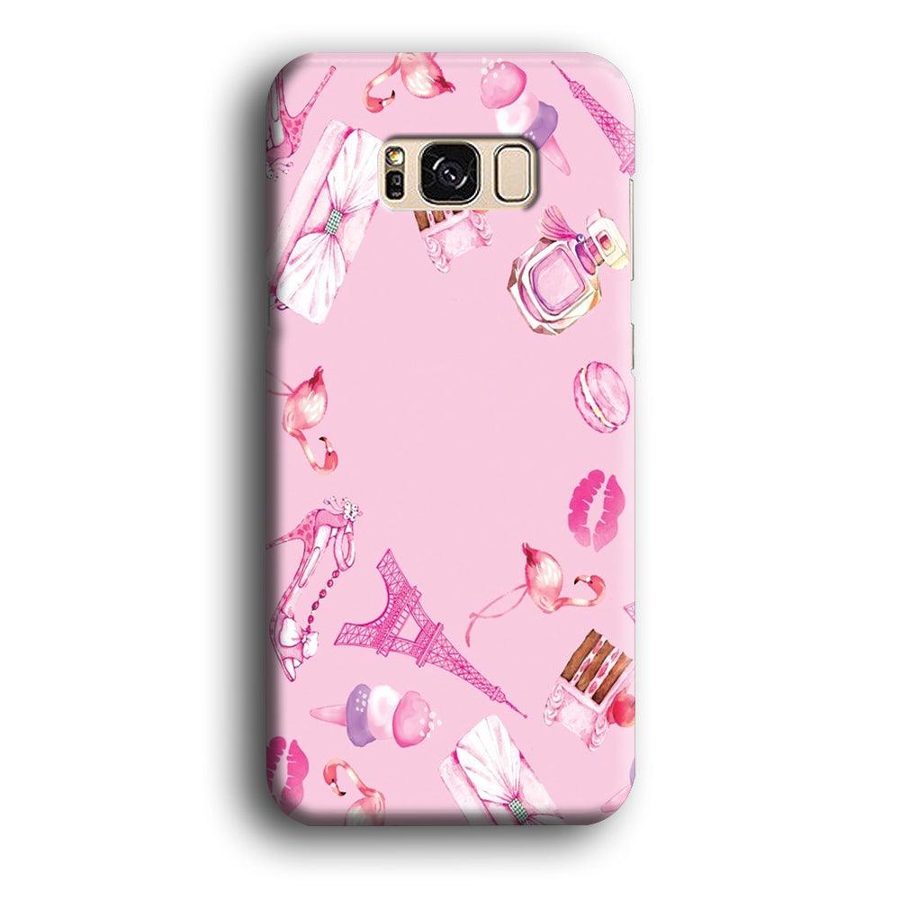 Cute Girly Pink Doodle Samsung Galaxy S8 Case-Plastic / Full Wrap (3D Case)-Xtracase