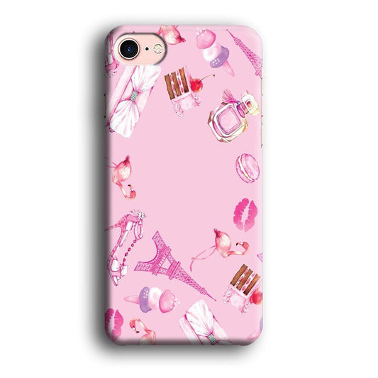 Cute Girly Pink Doodle iPhone 8 Case-Plastic / Full Wrap (3D Case)-Xtracase