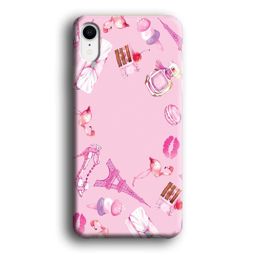 Cute Girly Pink Doodle iPhone XR Case-Plastic / Full Wrap (3D Case)-Xtracase