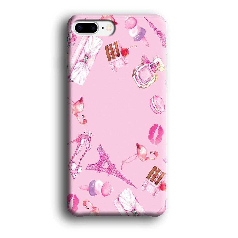Cute Girly Pink Doodle iPhone 7 Plus Case-Plastic / Full Wrap (3D Case)-Xtracase