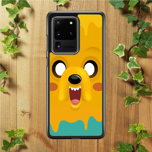 Cute Jake Adventure Time Samsung Galaxy S20 Ultra Case-Rubber / Black (2D Case)-Xtracase