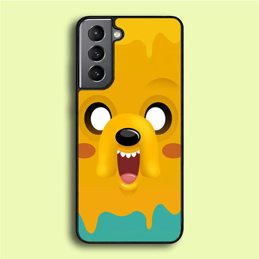 Cute Jake Adventure Time Samsung Galaxy S21 Case-Rubber / White (2D Case)-Xtracase