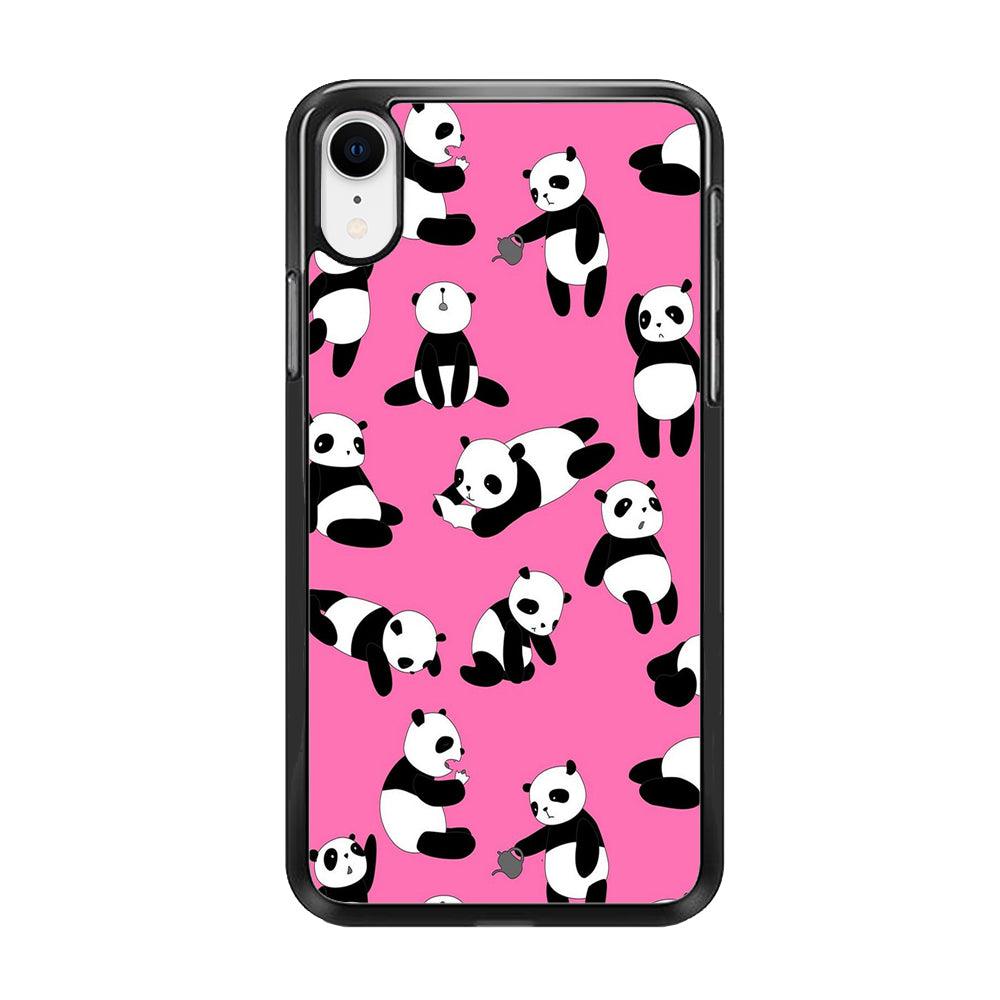 Cute Panda iPhone XR Case-Rubber / Black (2D Case)-Xtracase