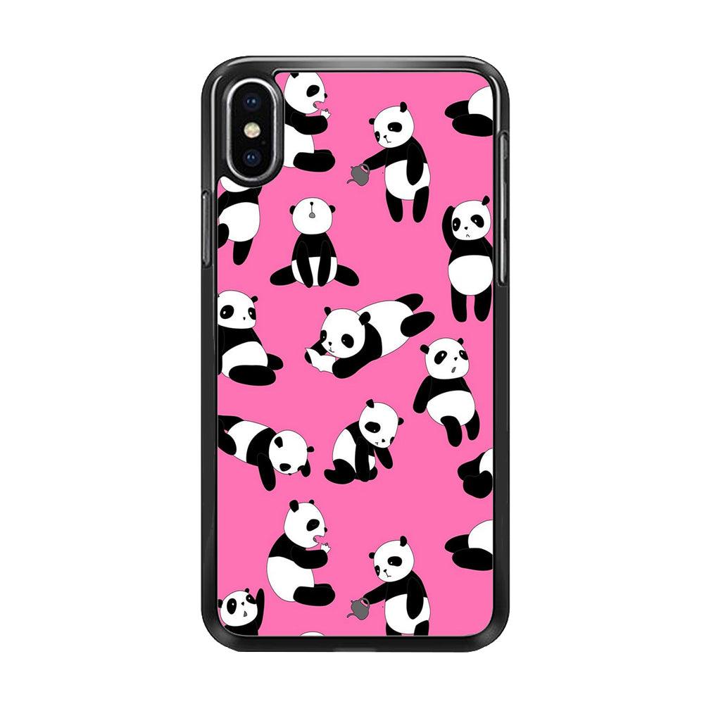 Cute Panda iPhone X Case-Rubber / Black (2D Case)-Xtracase