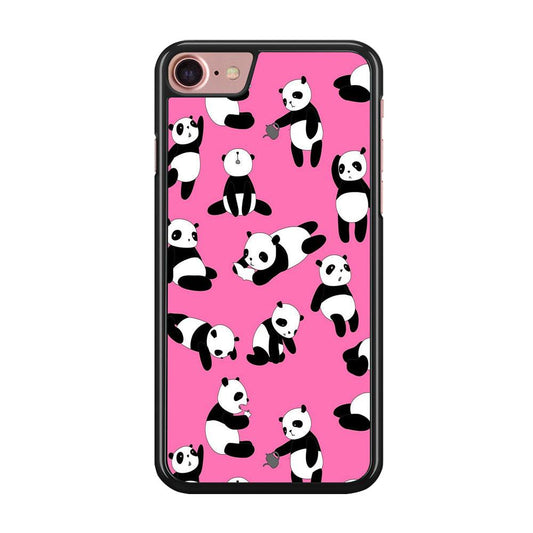 Cute Panda iPhone SE 2020 Case-Rubber / Black (2D Case)-Xtracase