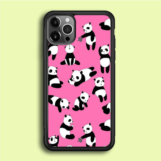 Cute Panda iPhone 12 Pro Case-Rubber / Black (2D Case)-Xtracase