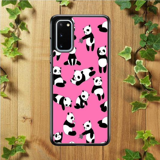 Cute Panda Samsung Galaxy S20 Case-Rubber / White (2D Case)-Xtracase