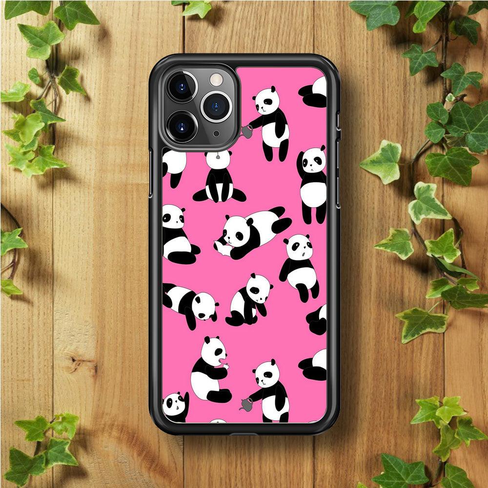 Cute Panda iPhone 11 Pro Max Case-Rubber / Black (2D Case)-Xtracase