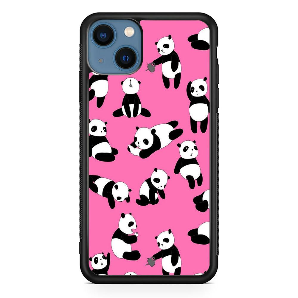 Cute Panda iPhone 13 Case-Rubber / Black (2D Case)-Xtracase