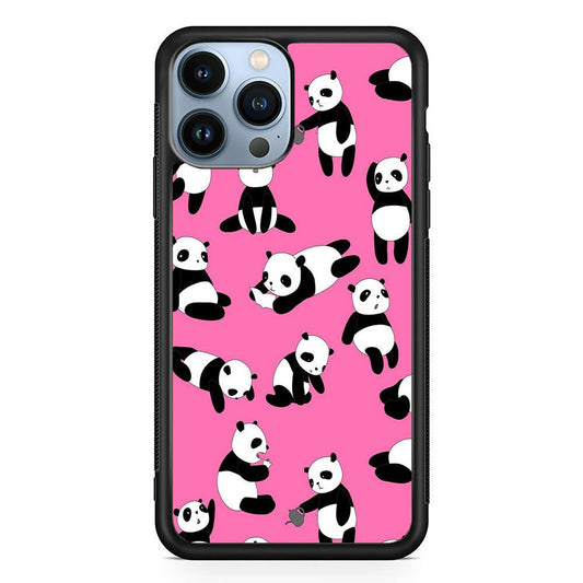 Cute Panda iPhone 13 Pro Max Case-Rubber / Black (2D Case)-Xtracase