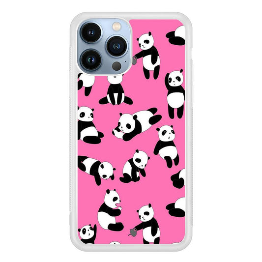 Cute Panda iPhone 13 Pro Case-Rubber / White (2D Case)-Xtracase