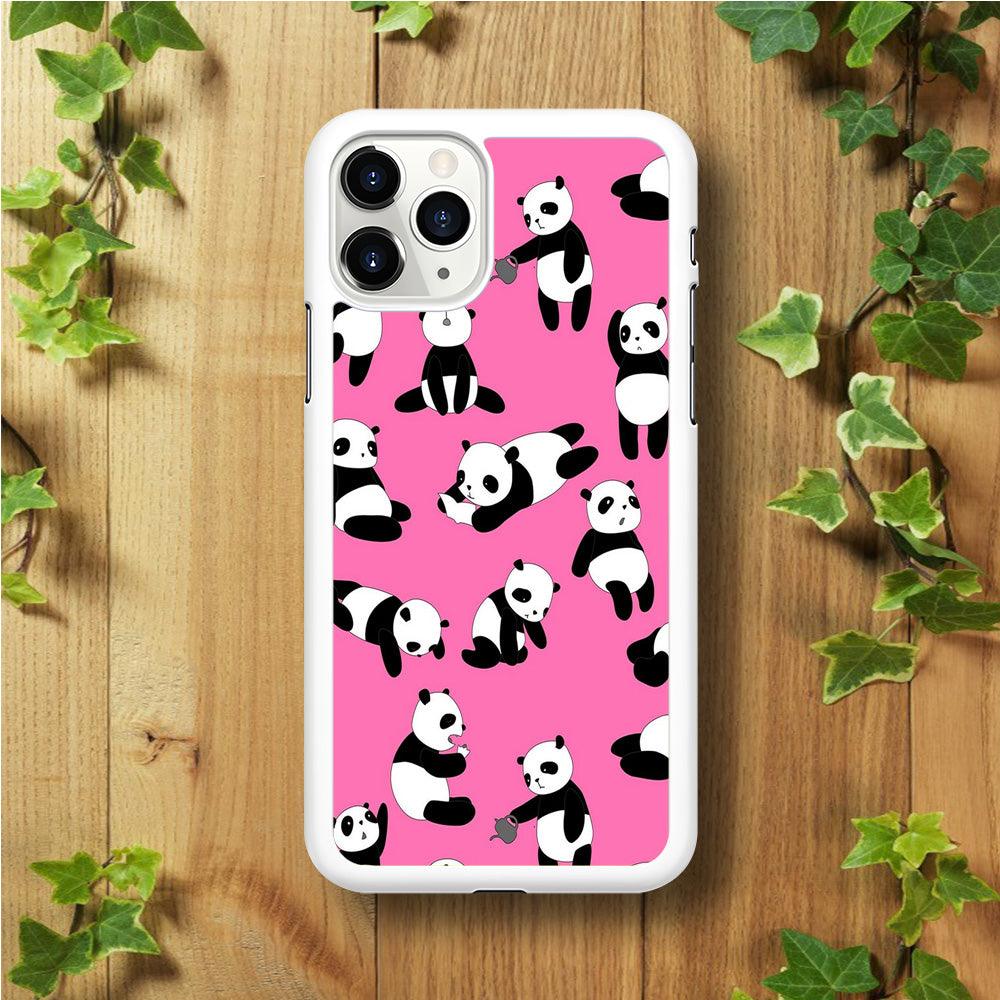 Cute Panda iPhone 11 Pro Max Case-Rubber / White (2D Case)-Xtracase