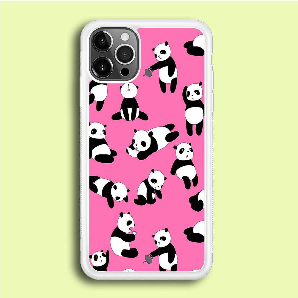 Cute Panda iPhone 12 Pro Case-Rubber / White (2D Case)-Xtracase
