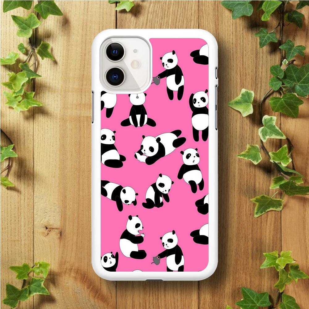 Cute Panda iPhone 11 Case-Rubber / White (2D Case)-Xtracase
