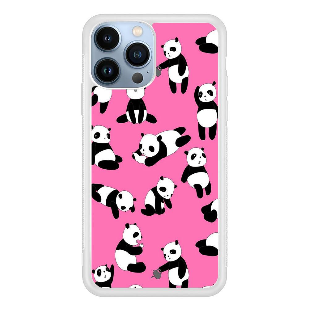 Cute Panda iPhone 13 Pro Max Case-Rubber / White (2D Case)-Xtracase