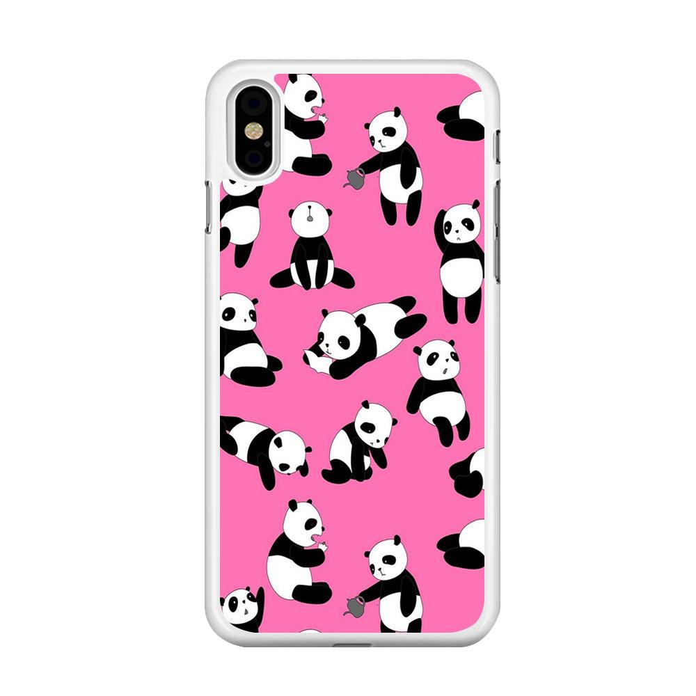 Cute Panda iPhone X Case-Rubber / White (2D Case)-Xtracase