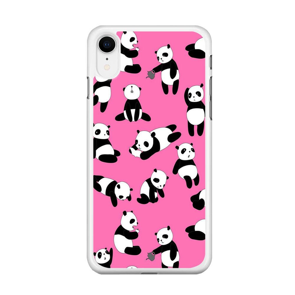 Cute Panda iPhone XR Case-Rubber / White (2D Case)-Xtracase