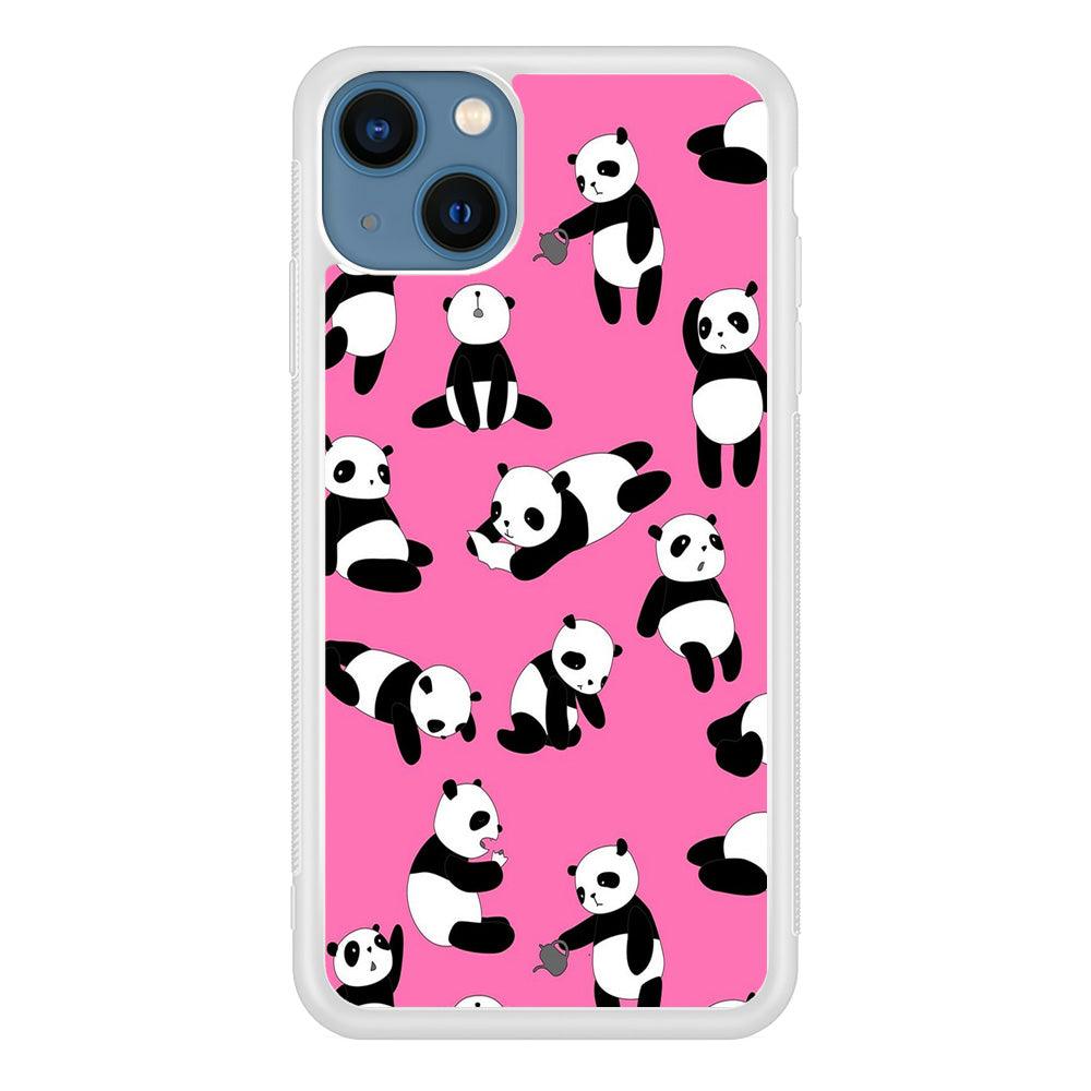 Cute Panda iPhone 13 Case-Rubber / White (2D Case)-Xtracase