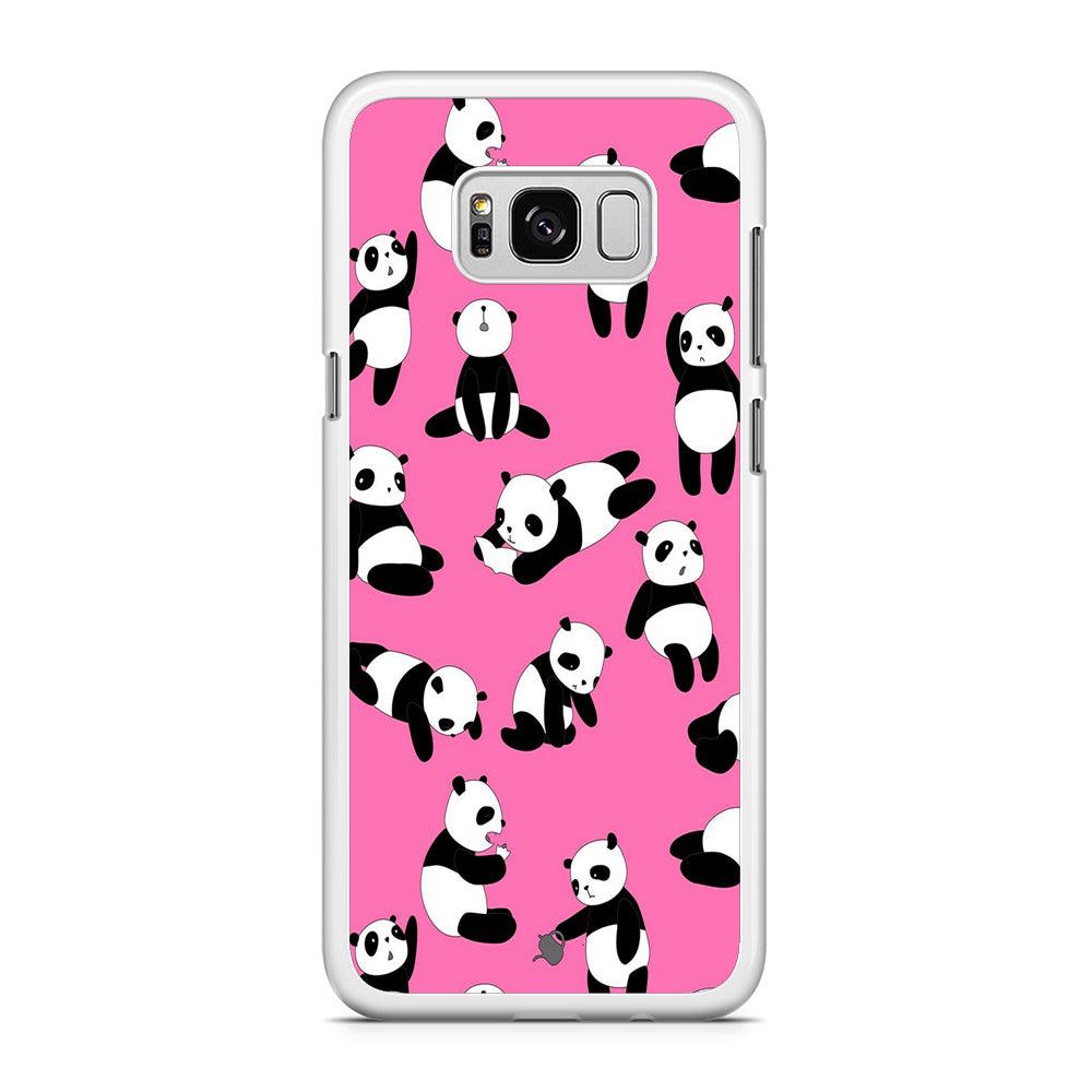 Cute Panda Samsung Galaxy S8 Case-Rubber / White (2D Case)-Xtracase