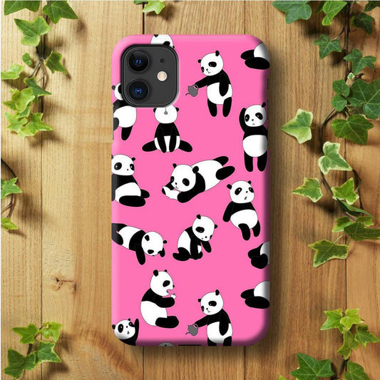 Cute Panda iPhone 11 Case-Plastic / Full Wrap (3D Case)-Xtracase