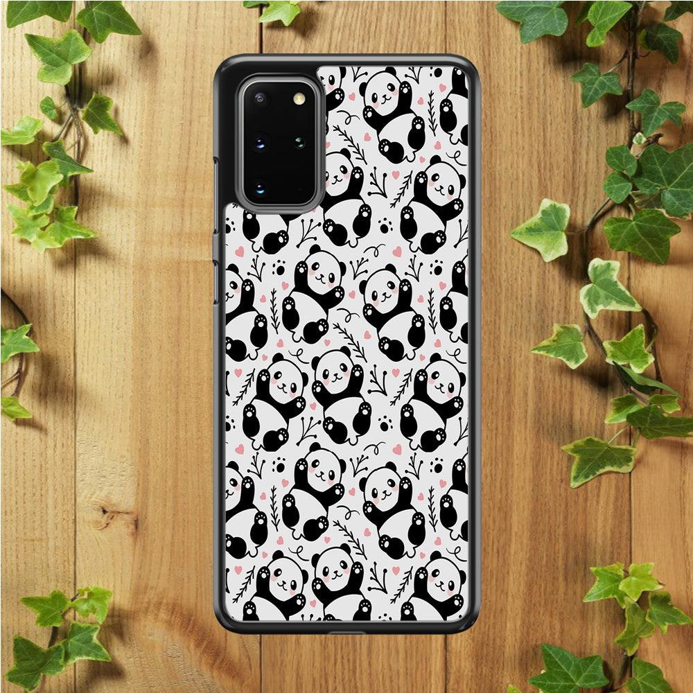 Cute Panda White Doodle Samsung Galaxy S20 Plus Case-Plastic / Full Wrap (3D Case)-Xtracase