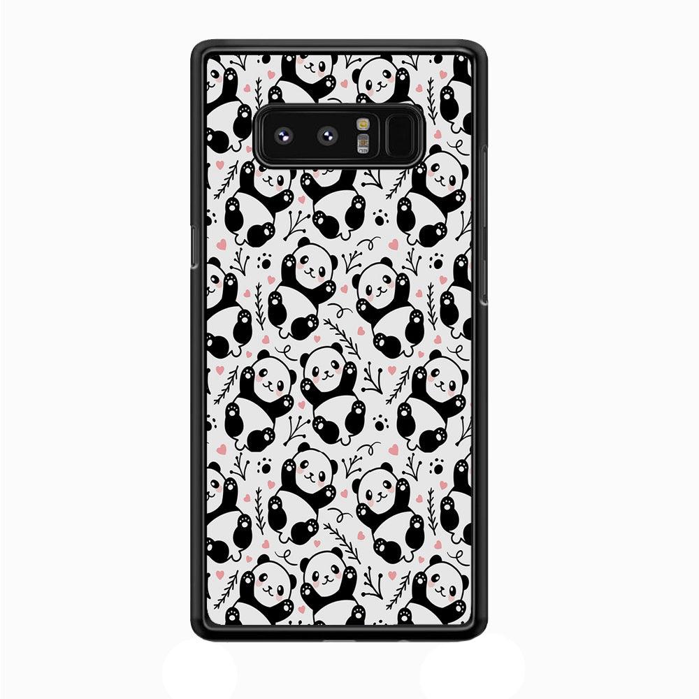 Cute Panda White Doodle Samsung Galaxy Note 8 Case-Plastic / Full Wrap (3D Case)-Xtracase