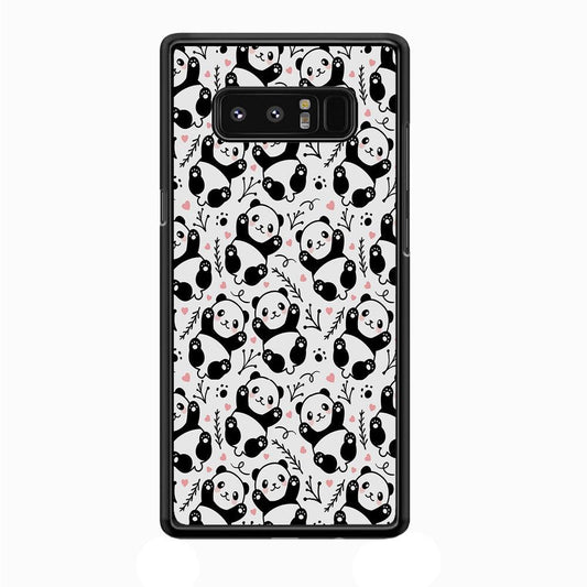 Cute Panda White Doodle Samsung Galaxy Note 8 Case-Plastic / Full Wrap (3D Case)-Xtracase