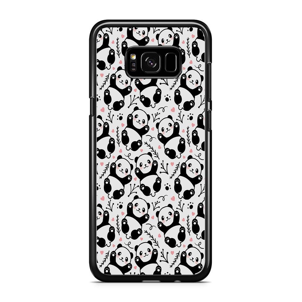 Cute Panda White Doodle Samsung Galaxy S8 Case-Rubber / Black (2D Case)-Xtracase