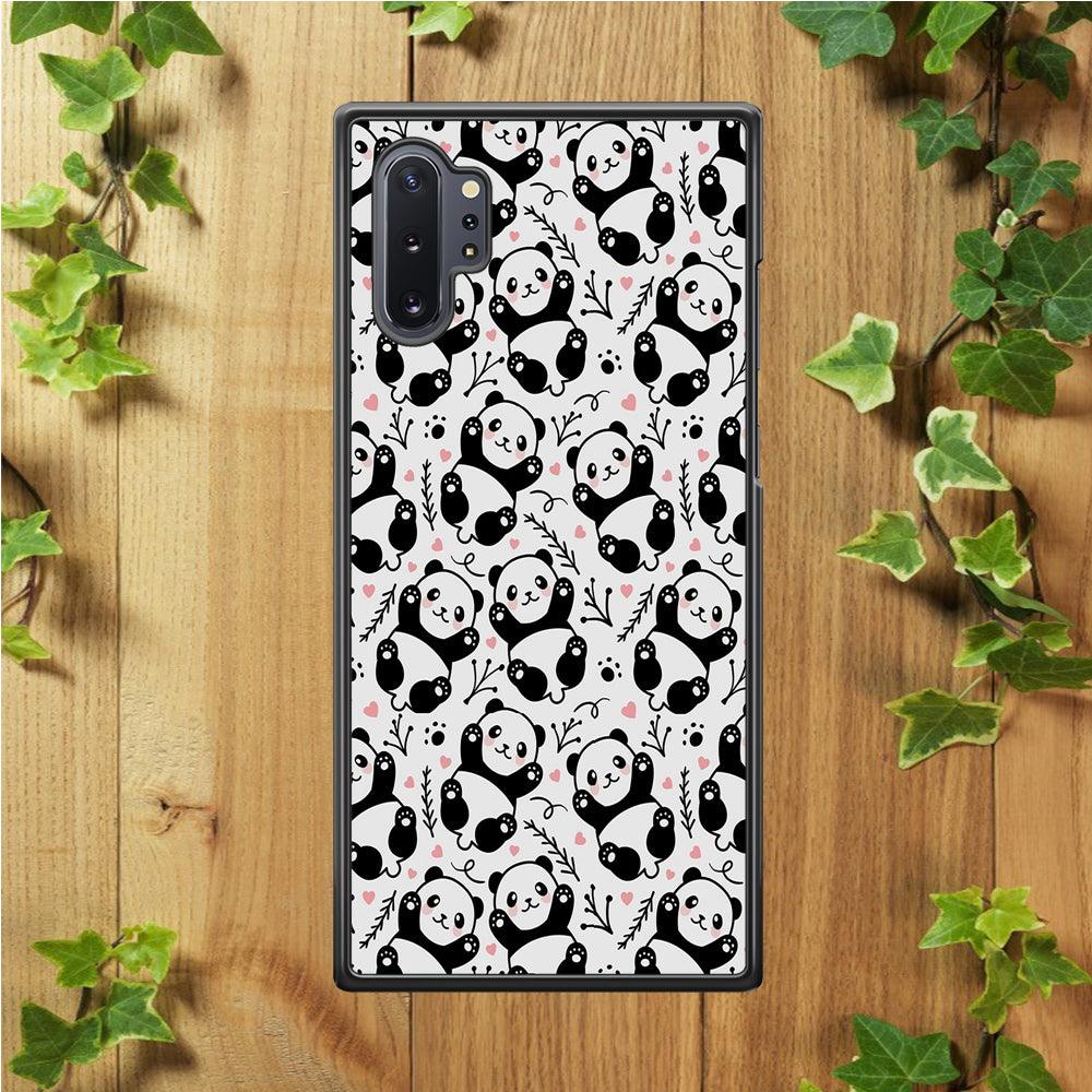 Cute Panda White Doodle Samsung Galaxy Note 10 Plus Case-Rubber / White (2D Case)-Xtracase